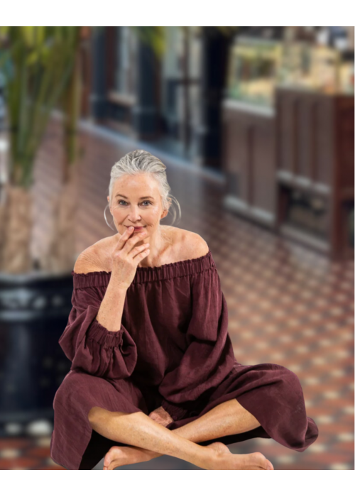 Eva's Sunday | Louella Top | Merlot | 100% Linen